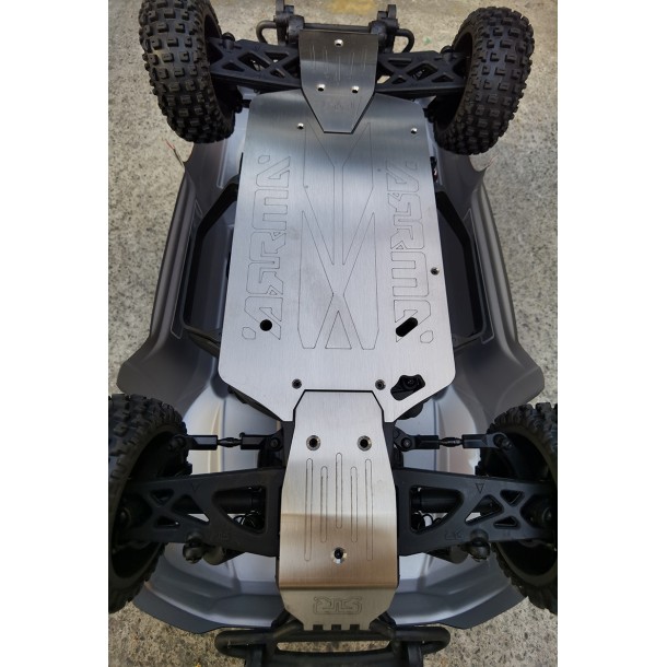 STAINLESS STEEL MAIN CHASSIS WITH BUMPER (HOLLOW VERSION) FOR ARRMA 1/10 SENTON 4X4 V3 3S BLX