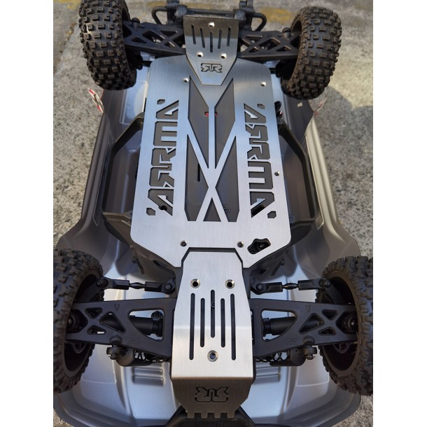 STAINLESS STEEL MAIN CHASSIS WITH BUMPER (HOLLOW VERSION) FOR ARRMA 1/10 SENTON 4X4 V3 3S BLX