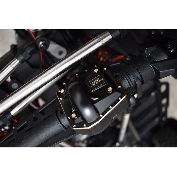BRASS FRONT/REAR GEARBOX COVER (GOLD INLAY VERSION) FOR AXIAL 1/6 SCX6