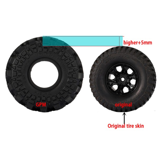 WIDEN 1.0 INCH HIGH ADHESIVE CRAWLER RUBBER TIRES 60MM x 25MM WITH FOAM INSERTS FOR TRAXXAS 1/18 TRX4M FORD BRONCO / LAND ROVER DEFENDER / AXIAL 1/24 SCX24