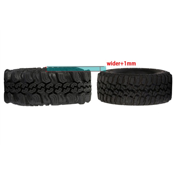 WIDEN 1.0 INCH HIGH ADHESIVE CRAWLER RUBBER TIRES 60MM x 25MM WITH FOAM INSERTS FOR TRAXXAS 1/18 TRX4M FORD BRONCO / LAND ROVER DEFENDER / AXIAL 1/24 SCX24