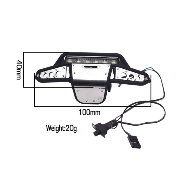 NYLON AND STAINLESS STEEL UNIVERSAL FRONT BUMPER WITH 6 LED LIGHT BULBS FOR TRAXXAS 1/18 TRX4M FORD BRONCO / LAND ROVER DEFENDER