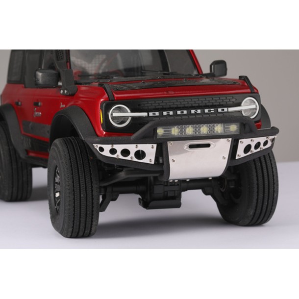 NYLON AND STAINLESS STEEL UNIVERSAL FRONT BUMPER WITH 6 LED LIGHT BULBS FOR TRAXXAS 1/18 TRX4M FORD BRONCO / LAND ROVER DEFENDER