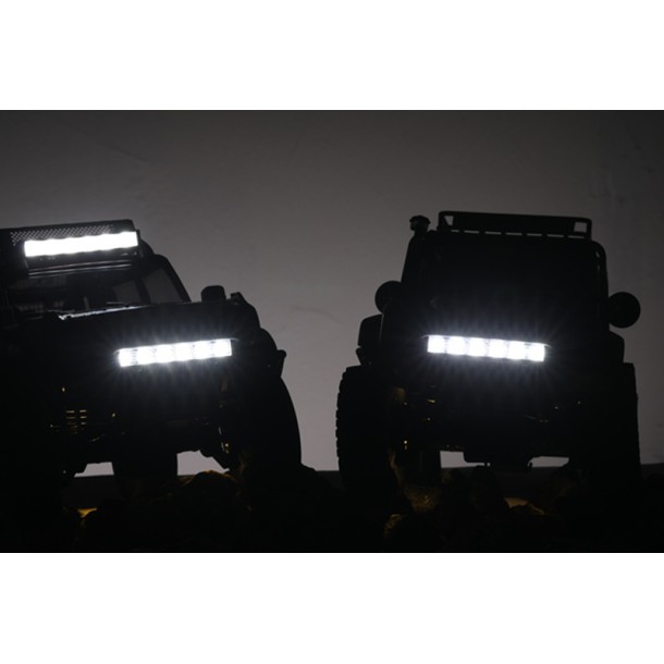 NYLON AND STAINLESS STEEL UNIVERSAL FRONT BUMPER WITH 6 LED LIGHT BULBS FOR TRAXXAS 1/18 TRX4M FORD BRONCO / LAND ROVER DEFENDER